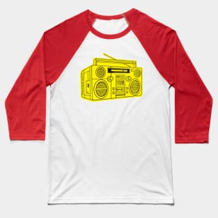 Boombox (Black Lines + Yellow Drop Shadow) Analog / Music Baseball T-Shirt